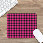 Pink And Black Buffalo Plaid Print Mouse Pad