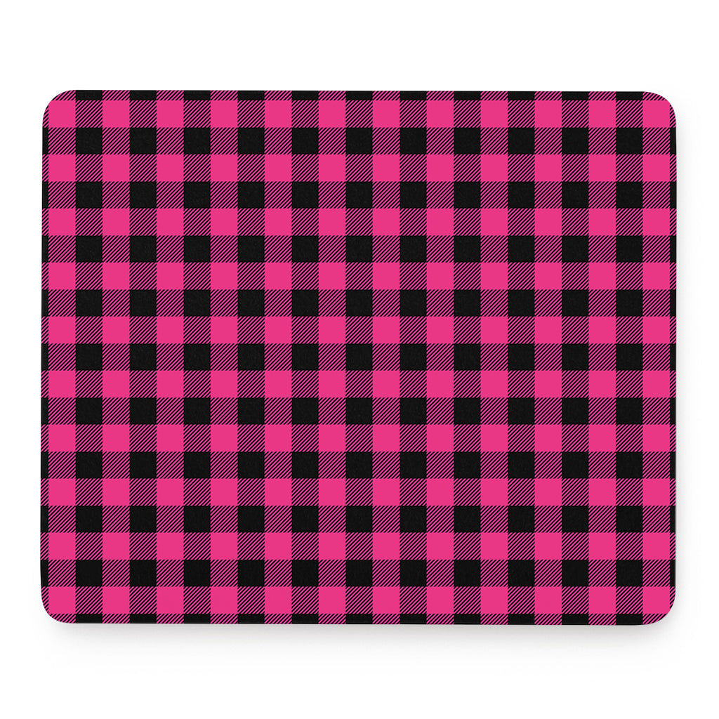 Pink And Black Buffalo Plaid Print Mouse Pad