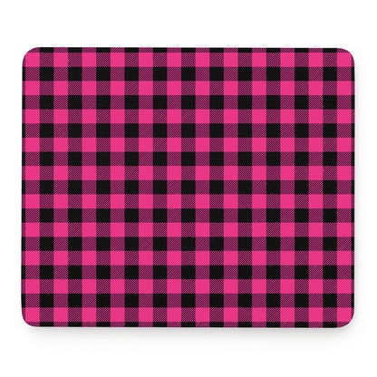 Pink And Black Buffalo Plaid Print Mouse Pad