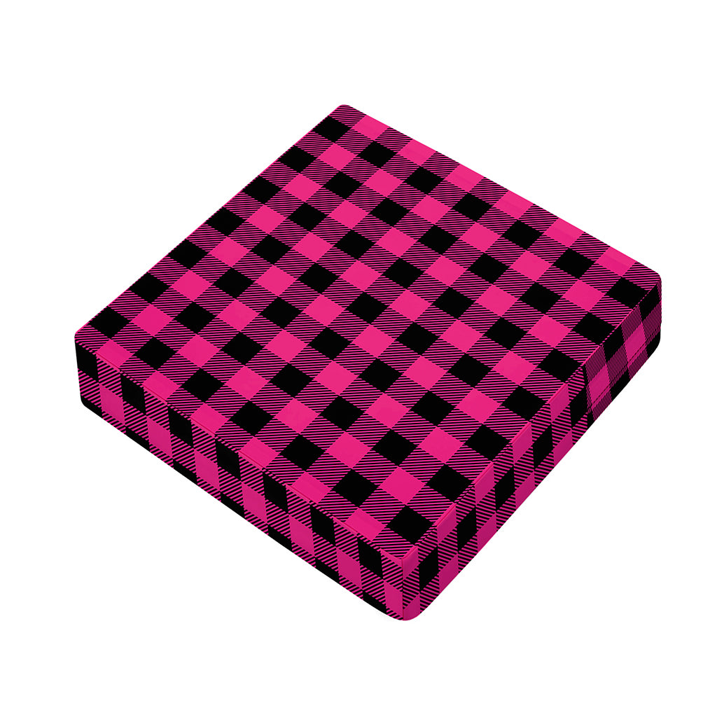 Pink And Black Buffalo Plaid Print Outdoor Seat Cushion Cover