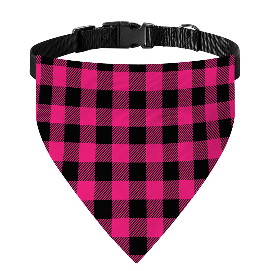 Pink And Black Buffalo Plaid Print Over The Collar Dog Bandana