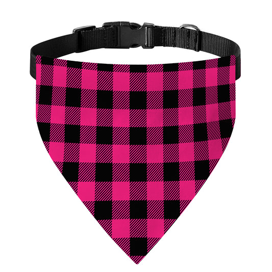 Pink And Black Buffalo Plaid Print Over The Collar Dog Bandana