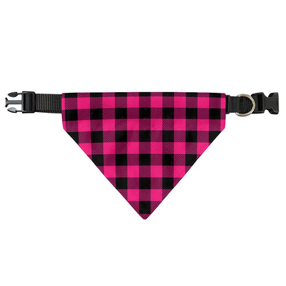 Pink And Black Buffalo Plaid Print Over The Collar Dog Bandana