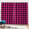 Pink And Black Buffalo Plaid Print Pencil Pleat Curtains