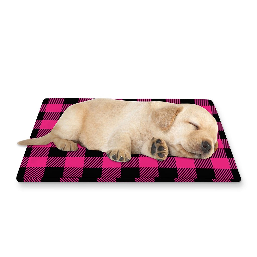 Pink And Black Buffalo Plaid Print Pet Cooling Mat Cover