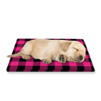 Pink And Black Buffalo Plaid Print Pet Cooling Mat Cover