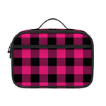 Pink And Black Buffalo Plaid Print Portable Lunch Bag