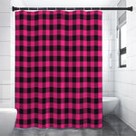 Pink And Black Buffalo Plaid Print Premium Shower Curtain