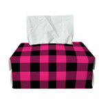 Pink And Black Buffalo Plaid Print Rectangle Tissue Box Cover