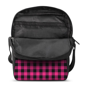 Pink And Black Buffalo Plaid Print Rectangular Crossbody Bag