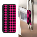 Pink And Black Buffalo Plaid Print Refrigerator Handle Covers