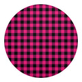 Pink And Black Buffalo Plaid Print Round Blanket