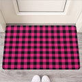 Pink And Black Buffalo Plaid Print Rubber Doormat
