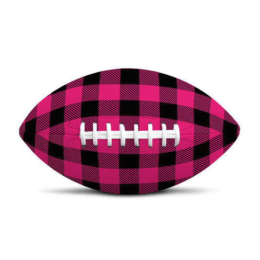 Pink And Black Buffalo Plaid Print Rugby Ball