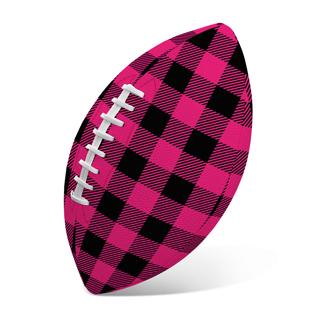 Pink And Black Buffalo Plaid Print Rugby Ball