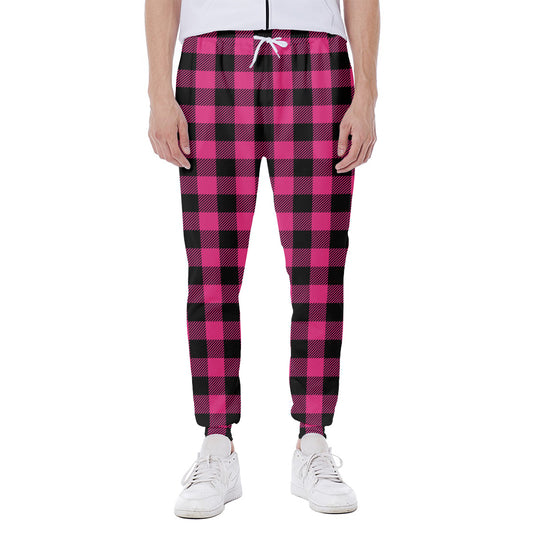 Pink And Black Buffalo Plaid Print Scuba Joggers