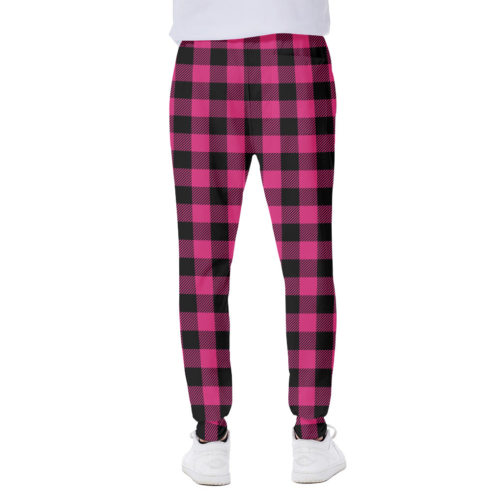 Pink And Black Buffalo Plaid Print Scuba Joggers