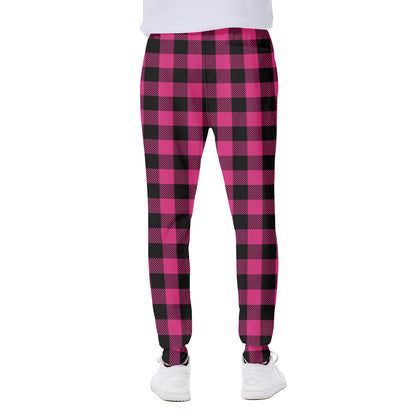 Pink And Black Buffalo Plaid Print Scuba Joggers