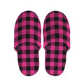 Pink And Black Buffalo Plaid Print Slippers