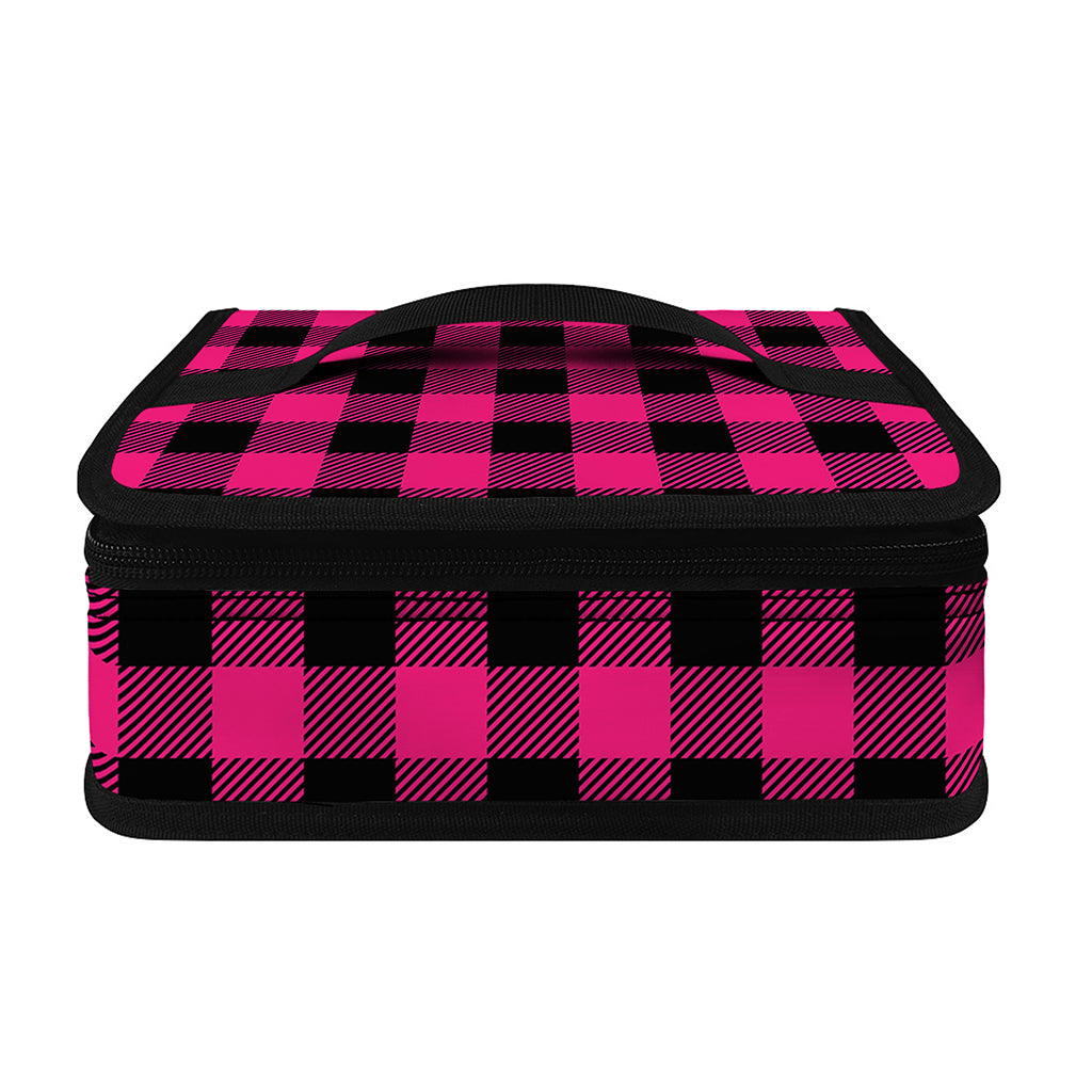 Pink And Black Buffalo Plaid Print Small Lunch Bag
