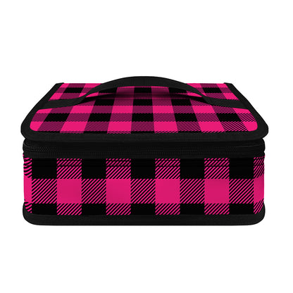 Pink And Black Buffalo Plaid Print Small Lunch Bag