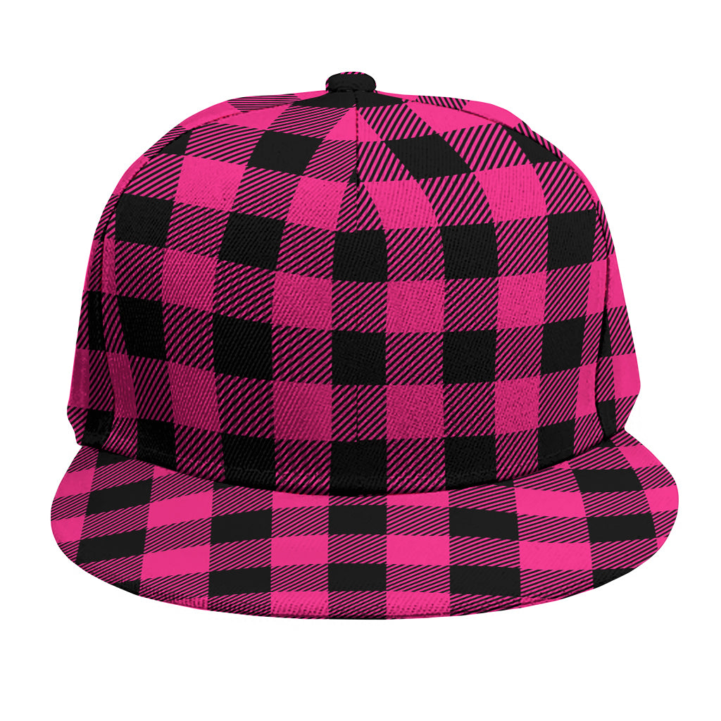 Pink And Black Buffalo Plaid Print Snapback Cap