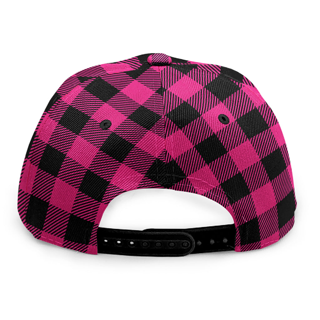 Pink And Black Buffalo Plaid Print Snapback Cap