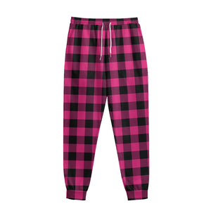 Pink And Black Buffalo Plaid Print Sweatpants