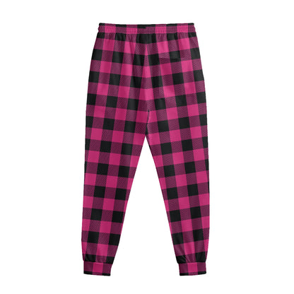 Pink And Black Buffalo Plaid Print Sweatpants