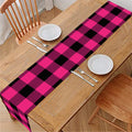 Pink And Black Buffalo Plaid Print Table Runner