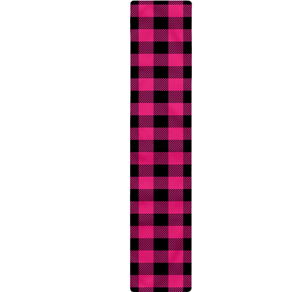 Pink And Black Buffalo Plaid Print Table Runner