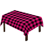 Pink And Black Buffalo Plaid Print Tablecloth