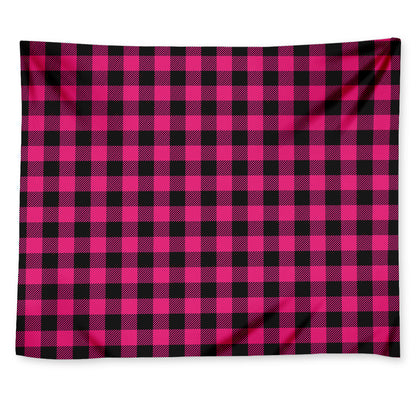 Pink And Black Buffalo Plaid Print Tapestry