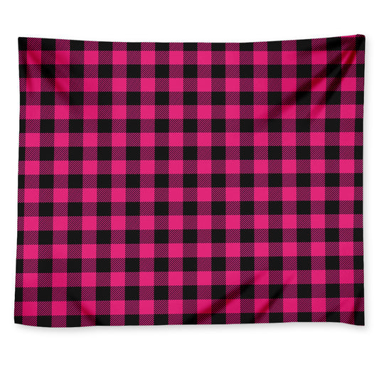 Pink And Black Buffalo Plaid Print Tapestry