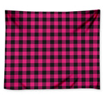 Pink And Black Buffalo Plaid Print Tapestry