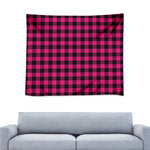 Pink And Black Buffalo Plaid Print Tapestry