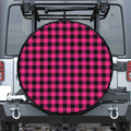 Pink And Black Buffalo Plaid Print Tire Cover