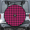 Pink And Black Buffalo Plaid Print Tire Cover With Camera Hole