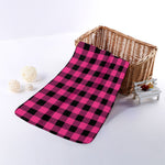 Pink And Black Buffalo Plaid Print Towel