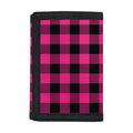 Pink And Black Buffalo Plaid Print Trifold Wallet