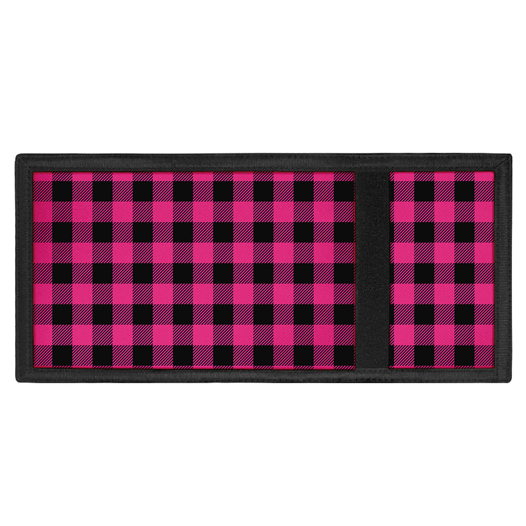 Pink And Black Buffalo Plaid Print Trifold Wallet