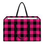 Pink And Black Buffalo Plaid Print Utility Tote Bag