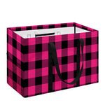 Pink And Black Buffalo Plaid Print Utility Tote Bag
