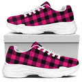 Pink And Black Buffalo Plaid Print White Chunky Shoes