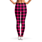 Pink And Black Buffalo Plaid Print Women's Leggings
