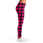 Pink And Black Buffalo Plaid Print Women's Leggings