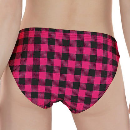 Pink And Black Buffalo Plaid Print Women's Panties