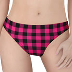 Pink And Black Buffalo Plaid Print Women's Thong