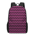 Pink And Black Chevron Pattern Print 17 Inch Backpack