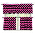 Pink And Black Chevron Pattern Print 3 Piece Kitchen Curtains